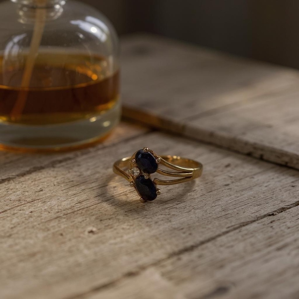 Vintage Blue Goldstone Ring, size 8.5